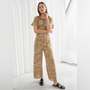 Paris Atelier & Other Stories Safari Print Jumpsuit Tan Size 2